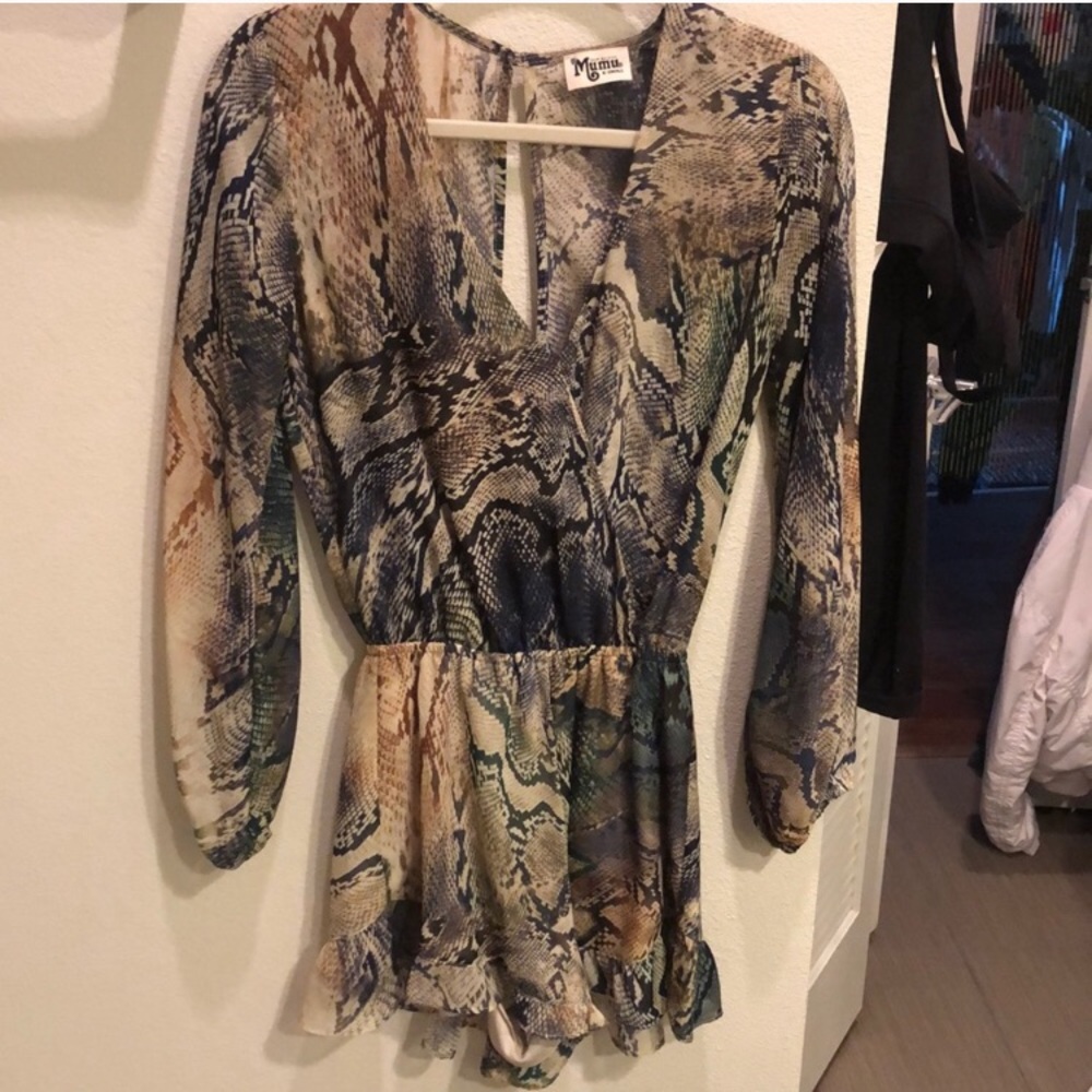 MUMU SNAKESKIN ROMPER